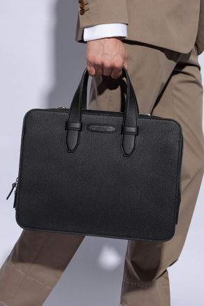 Brioni Handheld Document Bag, Mens, Black