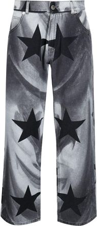 Liberal Youth Ministry photograph-print cotton cropped jeans - men - Cotton - S - Black