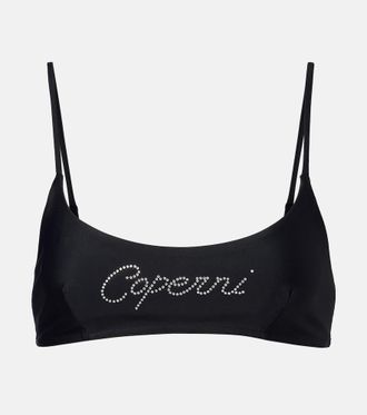 Coperni Logo crystal-embellished bikini top