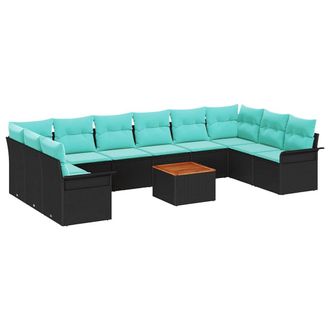 vidaXL Conjunto De Sof&aacute;s De Jard&iacute;n 11 Pcs Negro Rat&aacute;n Sint&eacute;tico Vidaxl