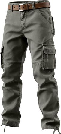 Generic Mens Cargo Trousers Multi Pockets Work Trousers Casual Outdoor Cargo Pants Loose Straight Leg Sports Pants Solid Color Full Length Bottoms Tracksuit B