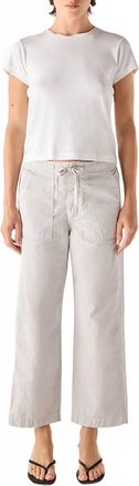 Amo Easy Drawstring Slouch Crop Pants In Grey Quartz