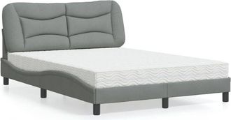 vidaXL Cama Con Colch&oacute;n Hvar Tela Gris Claro 140x200 Cm Vidaxl