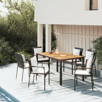vidaXL Set De Muebles Jard&iacute;n 5 Pzas Con Cojines Rat&aacute;n Sint&eacute;tico Negro Vidaxl