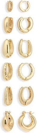 Natasha Set of 6 Huggie Hoop Earrings in Gold at Nordstrom Rack