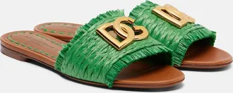 Dolce & Gabbana DG fringed raffia-effect slides
