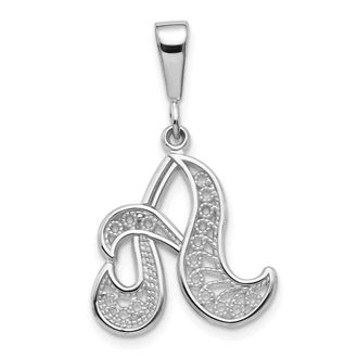Diamond2Deal 10K White Gold Filigree Initial A Pendant