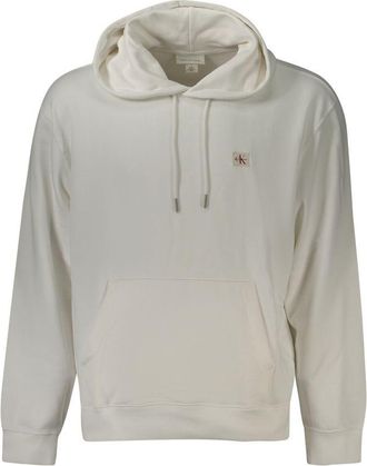 Calvin Klein Mens Classic Logo Hoodie - Ivory Cotton - Size X-Large