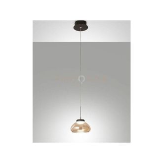 Fabas Luce Arabella sospensione ambra 1 luce in vetro e struttura in metallo a led 3000K - 8W - 750 lm, D.14CM