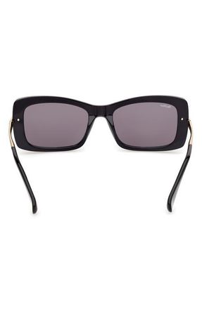 Max Mara 54mm Rectangular Sunglasses in Shiny Black Deep Gold /Smoke at Nordstrom