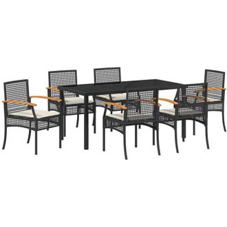 vidaXL Vidaxl - Conjunto De Comedor De Jard&iacute;n 7 Pcs Negro Rat&aacute;n Sint&eacute;tico