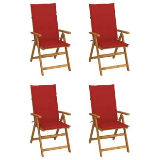 vidaXL Sillas De Jard&iacute;n Reclinables 4 Uds Madera Maciza Acacia Cojines Vidaxl