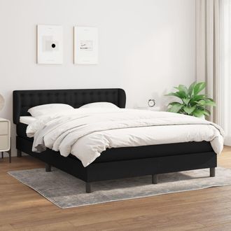 vidaXL Vidaxl - Cama Box Spring Con Colch&oacute;n Tela Negro 140x190 Cm