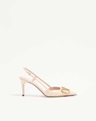 Valentino Garavani D&eacute;collet&eacute; Slingback VLogo Signature In Vitello Stampato 80Mm Donna BURRO 35.5