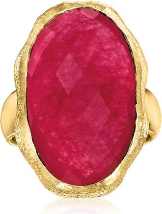 Ross-Simons Pink Quartz Ring in 18kt Gold Over Sterling