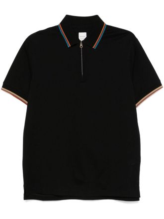Paul Smith stripe-trim cotton polo shirt - men - Cotton - M - Black