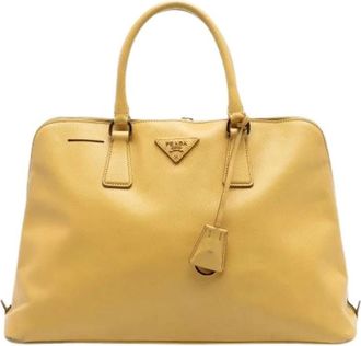Prada Pre-owned Promenade Satchel - Dames - Vintage Handtas - Geel - ONE Size - Leer - Vintage