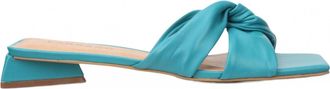 Carrano Womens Serenity Leather Slide Sandal In Blue Lagoon