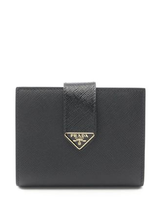 Prada 2020s leather bi-fold wallet - women - Calf Leather - One Size - Black