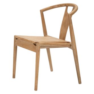 Dmora Silla Ione, 2 Sillas, Asiento De Rat&aacute;n Tejido, Estructura De Madera, Marr&oacute;n