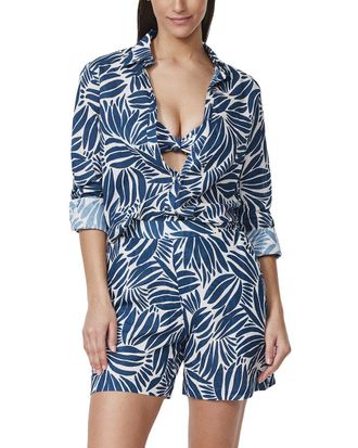 Gottex Profile By Gottex Comeback Linen-Blend Blouse