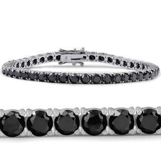 Pompeii3 14k White Gold Black Diamond Round-Cut Tennis Bracelet 11 1/2Ct 7