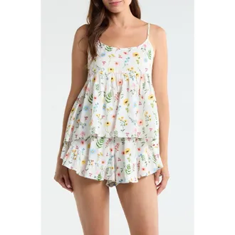 Papinelle Sleepwear Elodie Cami Boxer Pajamas in White at Nordstrom, Size X-Large