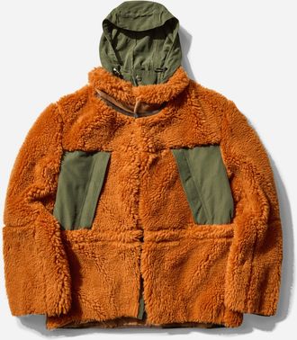 sacai Men s Faux Shearling Jacket Orange / Khaki