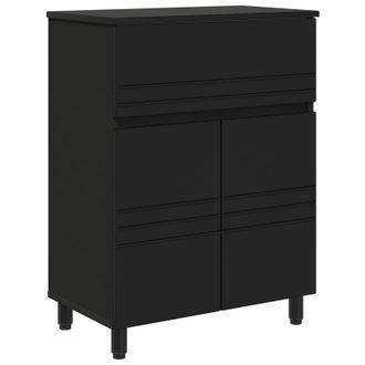 vidaXL Unidad De Tocador De Ba&ntilde;o Negro 60 X 35 X 80 Cm Vidaxl