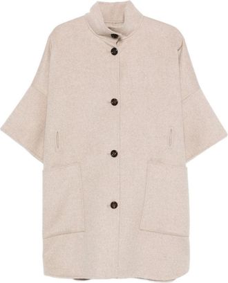 Liu Jo Relaxed Beige Coat With Button Fastening And Patch Pockets