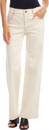 Karen Kane Full Length Wide-Leg Jeans In Natural
