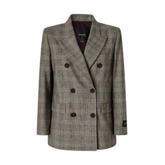 Pinko Blazer Cruzado Principe di Galles - Jackets - Mujer - Beige - XL