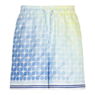 Casablanca Casual Shorts, male, Multicolor, Size: L Tennis Tile Silk Shorts