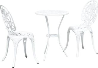 vidaXL Garden Bistro Set 3 pcs White Aluminium vidaXL