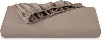 Bare Home 100% Organic Cotton Percale Cooling Fitted Sheet in Taupe at Nordstrom, Size King