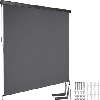 TecTake Toldo vertical con manivela, 2 soportes pared, 180x250 cm, negro