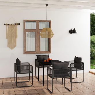 vidaXL Juego De Comedor Para Jard&iacute;n 5 Piezas Negro Vidaxl