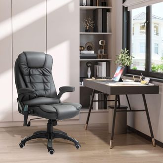 HOMCOM Heated Vibrating Massage Office Chair with Reclining Function in Black