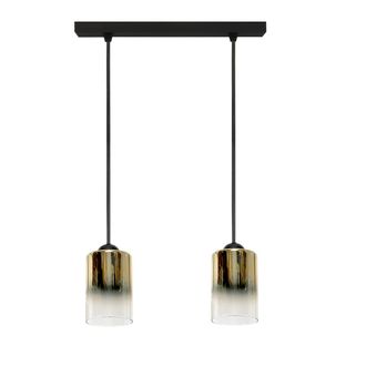 OEM L&aacute;mpara De Techo Colgante Negra Con Pantalla De Cristal Transparente Dorado, Fiord 15-538