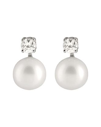 Splendid Pearls Silver 8.5-9Mm Freshwater Pearl & Cz Studs