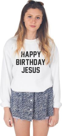 Sanfran Clothing Sanfran - Happy Birthday Jesus Christmas Sweater - Extra Large/White