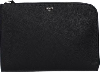 Fendi Selleria Pochette Herrens Leder Schwarz