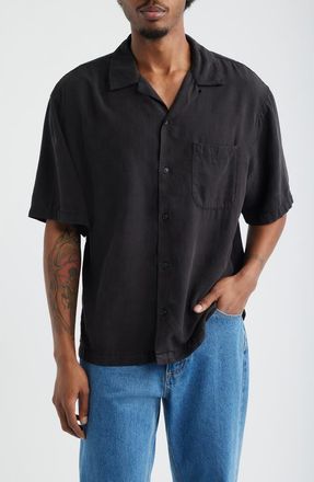Vans Van Doren Check Button-Up Camp Shirt in Black at Nordstrom, Size Xx-Large