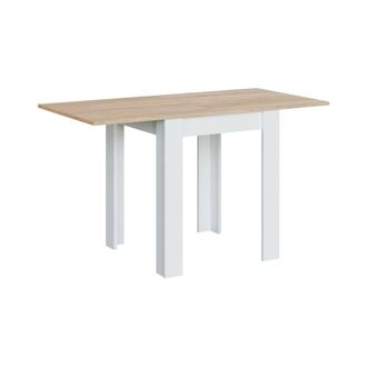 Dmora Mesa extensible imitaci&oacute;n madera blanca, roble 67x67h79 cm