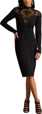 Tadashi Shoji Ebony Deep V Illusion Dress