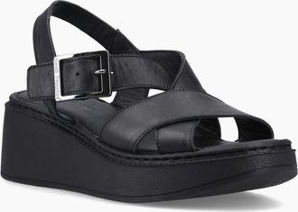 Hush Puppies Womens Bretta Womens Wedge Sandals - Black - Size: 6