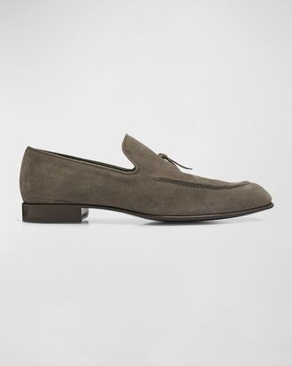 Brioni Mens Lukas Nubuck Leather Loafers