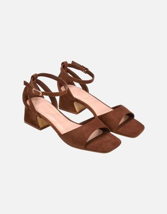 XY London Womens XY London Womens/Ladies Hayley Cut Out Low Block Heel Sandals - Brown - Size: 4