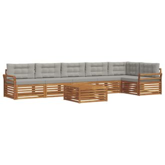 vidaXL Conjunto De Sof&aacute;s De Exterior 7 Pcs Gris Natural Y Claro Vidaxl