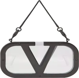 Valentino Garavani Logo-Plaque Clear Clutch